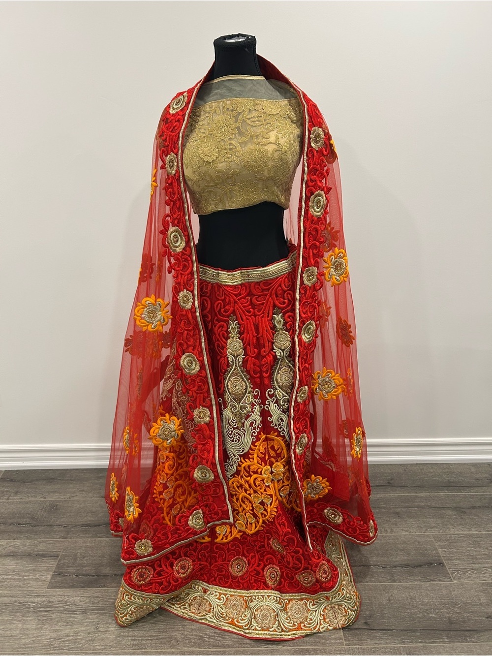 Luxury Red & Gold Embroidered Lehenga